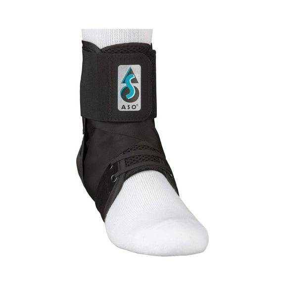 ASO Black Ankle Support Foot Brace, Medium, 12 in. to 13 in. Ankle, Lace Up, 1 Ct