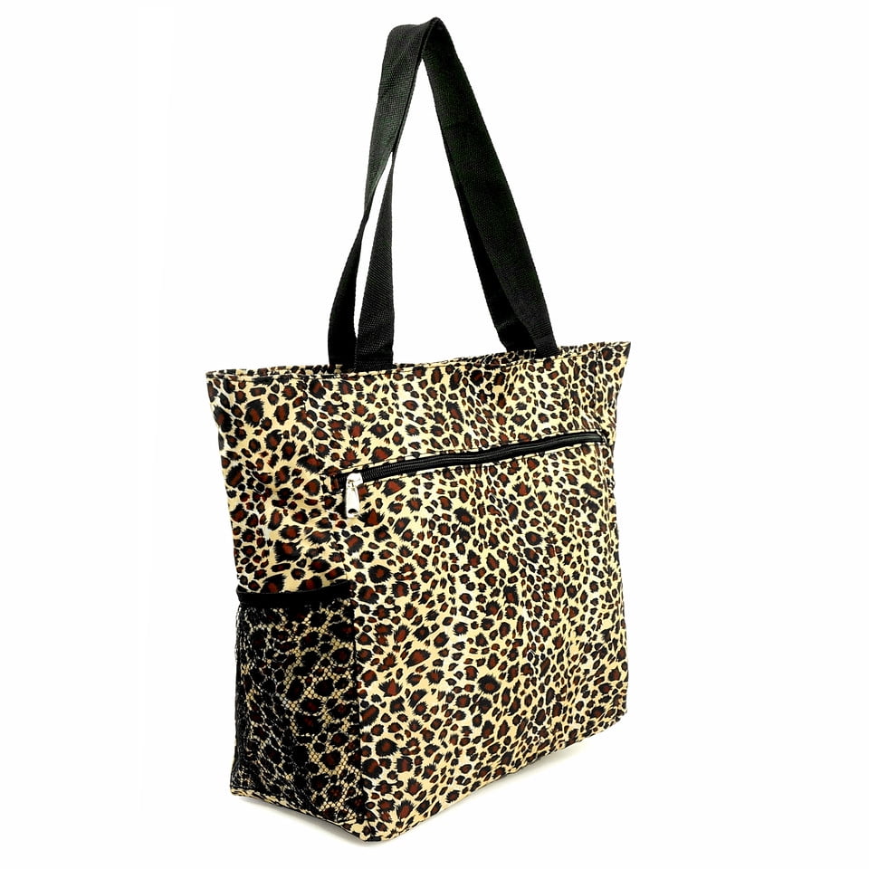 Cute Large Leopard Print Patterned Tote Bag w/ Liner for the Beach ...