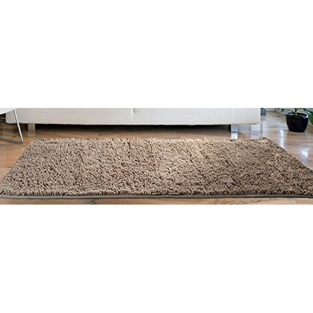 Lavish Home High Pile Shag Rug Carpet Beige 30x60