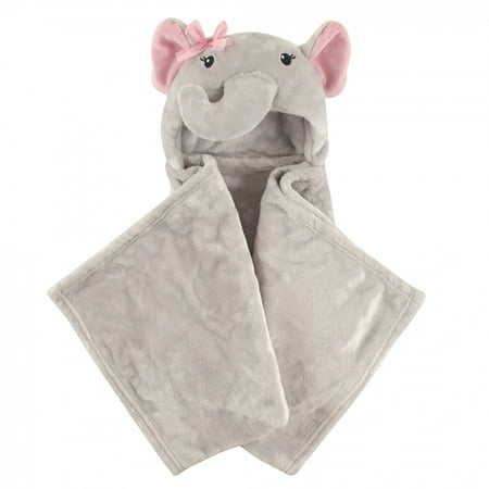 Hudson Baby Infant Girl Hooded Animal Face Plush Blanket, Pretty Elephant, One Size
