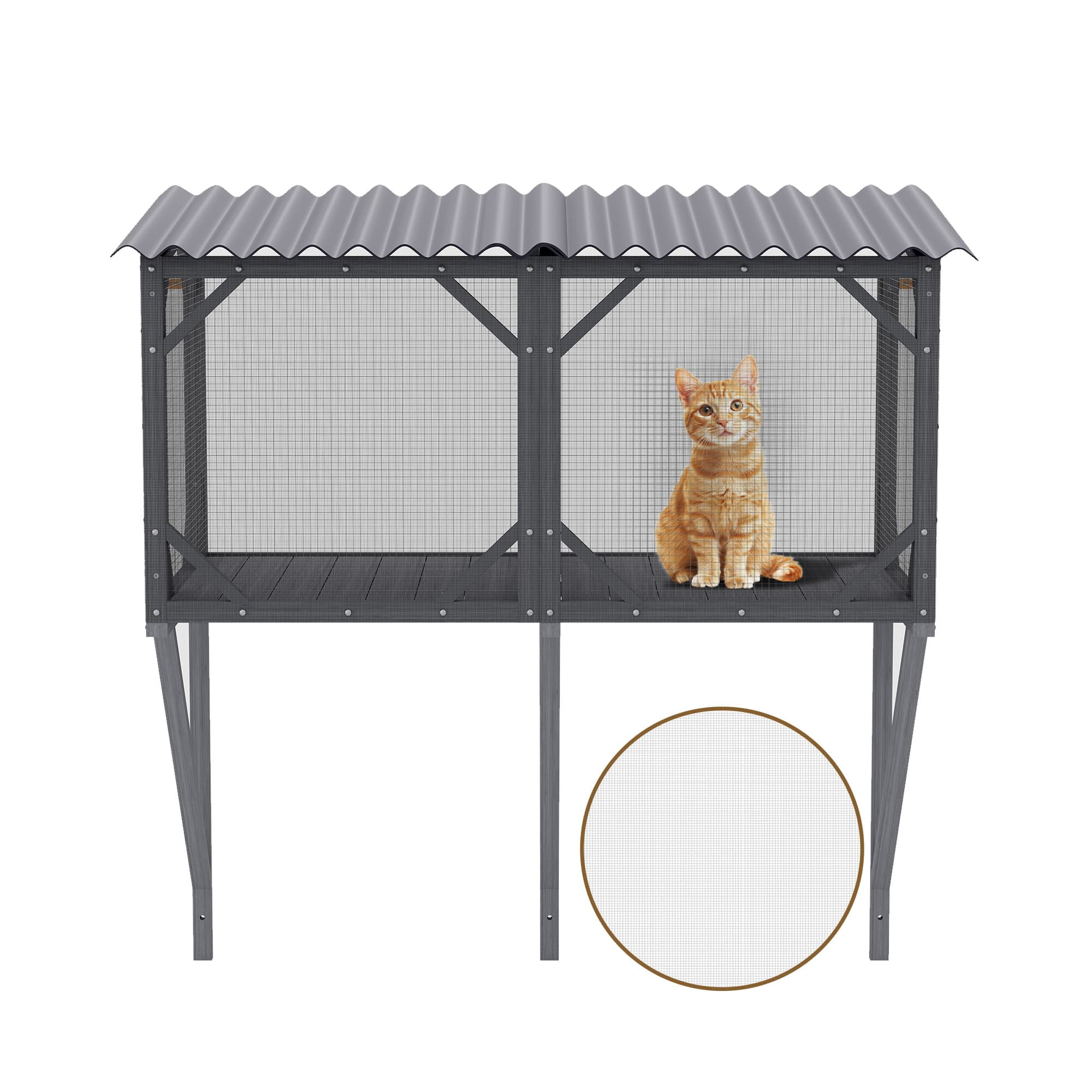 Aukfa Cat Window Box, Outdoor Cat Enclosure Cat House Window Perch W/ Bug Proof Net for Large Indoor Cats,Antique Gray