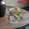 thumbnail image 6 of Rotating acrylic ornament featuring a vibrant turtle adorned with colorful succulents, beautifully crafted in resin stained glass against a white background, 6 of 8