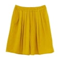 thumbnail image 4 of Women's Plus Size Solid Color Elastic Waist Shorts Stretchy Jacquard Pattern Side Pockets Casual Bottoms Yellow, 4 of 6