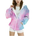 thumbnail image 2 of SGFCWSX Girls Hooded Sweatshirts Soft Zip Up Hoodie Kids Gradient Tie Dyeing Sweatshirt Jacket Purple Size 4-5Years, 2 of 4