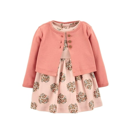 

Haite Girls Crew Neck Striped Dress Set A Line With Pockets 2Pcs Outfit Suit Princess Buttons Ruffled Cardigan + Dresses Orange Floral 9M/66cm