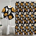 thumbnail image 5 of Yellow Pumpkin Halloween Shower Curtain, Waterproof Shower Curtains for Bathroom, Cute Cartoon Ghost Washable Fabric Bathtub Curtain Set Bath Decor with 12 Hooks Standard 72"x72", 5 of 8
