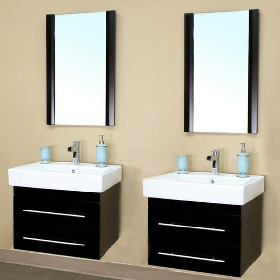 Bellaterra Padua 48.5-in. Black Double Bathroom Vanity with Optional Mirrors