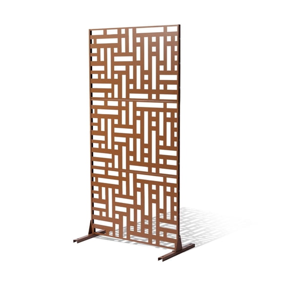Metal Privacy Screen 47x76 Inch - Outdoor Patio Screen Panel Brown