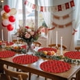 thumbnail image 5 of Red Geometric Round 13 Inch Placemats Set of 8, Modern Morocco Abstract Art HeatResistant Non Slip Place Mats for Dining Table, Wipeable Braided Kitchen Table Mats for Housewarming, 5 of 9