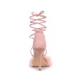 thumbnail image 2 of BLISSFUL STEP Women's Lace Up Heels Faux Fur Stiletto High Heel Sandals Pink 8.5, 2 of 7