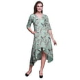 thumbnail image 1 of Bimba Coton Vert Fleur & Paradis Whydah Oiseau Imprimé Robe Droite Asymétrique pour Femmes avec Poches Décontractée Mi-Longue-Petit, 1 of 4