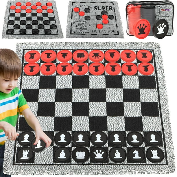 Set de ajedrez WinStem Giant 4 en 1 con ajedrez, damas y tic tac toe