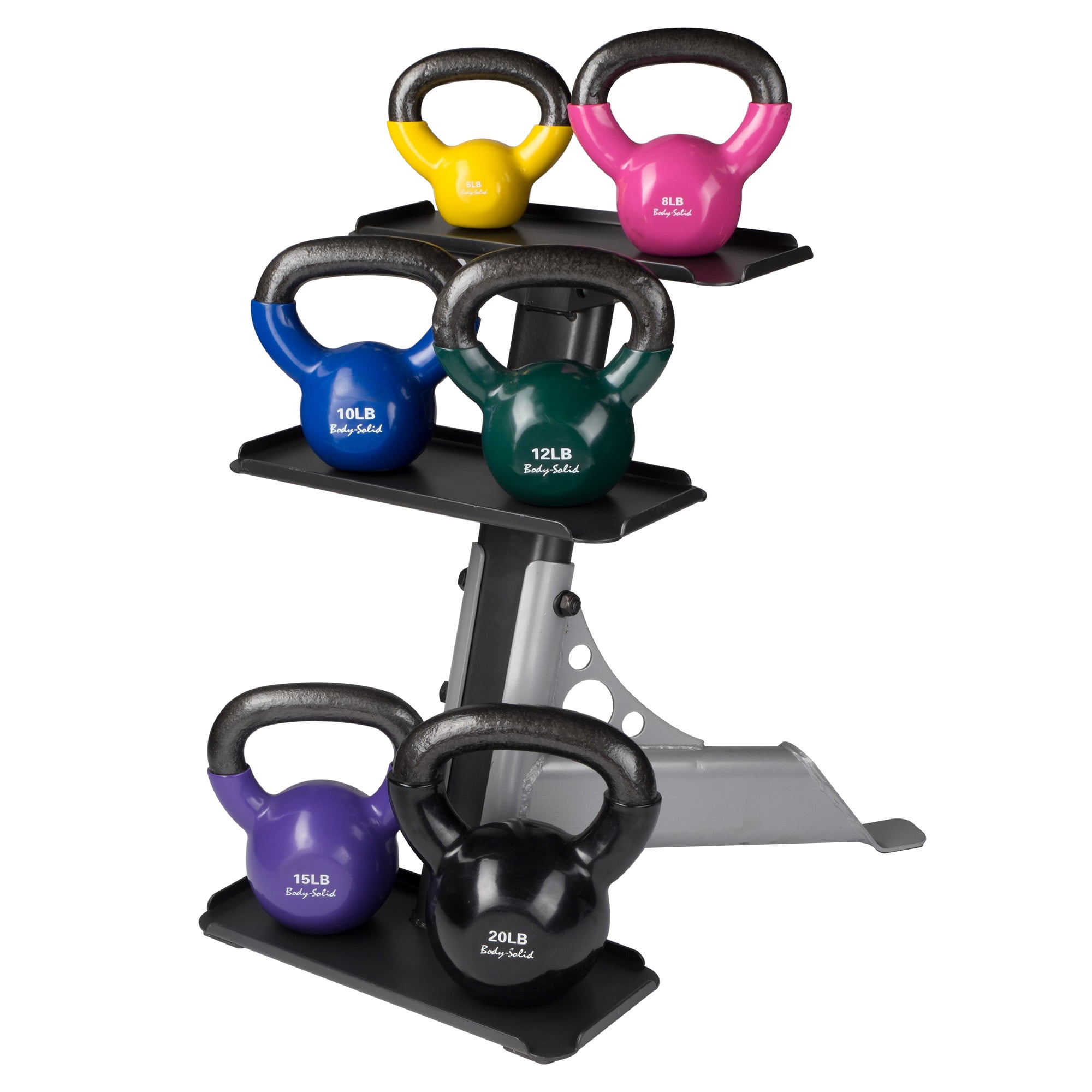Body Solid KBVS70PACK Vinyl Kettle Bell Set 520 with Rack