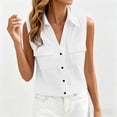 thumbnail image 3 of Stamzod Sleeveless Button Up Shirt Women Summer Cotton Linen Tank Tops Dressy Casual Collared Blouses with Pocket White S, 3 of 8