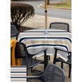 thumbnail image 5 of Outdoor Tablecloths with Umbrella Hole & Zipper, Beige Navy Blue Striped 54x54 Inch Square Tablecloths, Farmhouse Stripes Modern Abstract Art Waterproof Table Cloth, Patio/Pool/Picnic Table Covers, 5 of 8