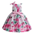 thumbnail image 3 of Kids Girls Casual Dress Child Fly Sleeve Bowknot Cute Sweet Gown Trendy Fit Clothes Fashion Breathable Dailywear Beautiful Lovely Dresses, 3 of 9