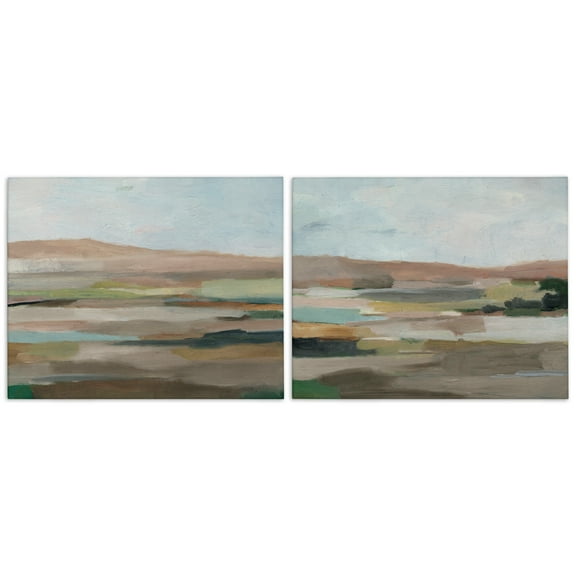 Stupell Industries Neutral Abstract Landscape Landscape & Nature Painting Wrapped Canvas Art Print Wall Art, 20 x 16, Set of 2