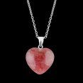 thumbnail image 5 of Gempires Red Strawberry Quartz Heart Necklace, 20mm Heart Pendant, Handmade Jewelry, 20 inch Silver Plated Adjustable Chain, 5 of 6