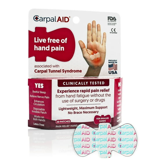 Carpal AID Clear Plastic Adhesive Hand-Based Carpal Tunnel Support for Either Hand LG20PK, 20 Ct