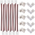 thumbnail image 1 of SHILIU-8mm 2 Pin LED Strip Connector Kit with 10PCS L Shape 2 Pin Right Angle Corner Solderless Connector and 10PCS 2 Pin 8mm Wide LED Solderless Connect Wire for 2835 LED Strip, 1 of 4