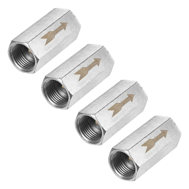 Uxcell Paquete de 4 Válvula de Retención de Aire, Válvula de Aire Unidireccional de Cobre Niquelado de 3/8" para Conexión de Gas/Aceite/Agua