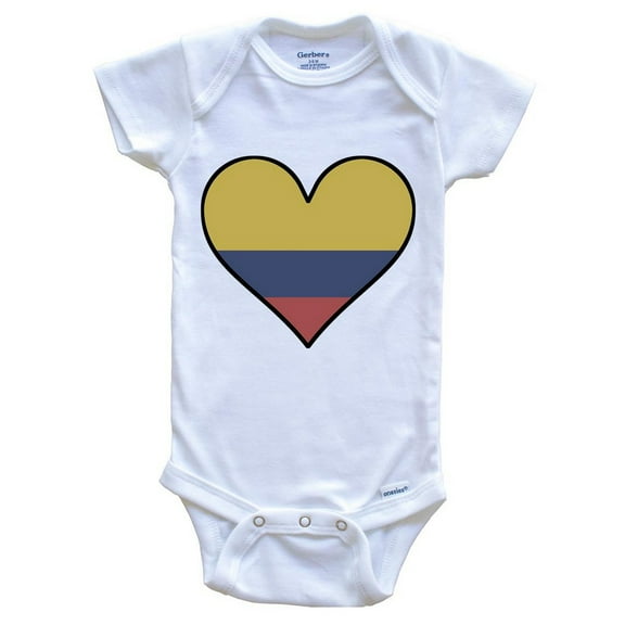 Colombian Flag Baby Bodysuit - Cute Colombian Flag Heart - Colombia Baby Bodysuit, 0-3 Months White