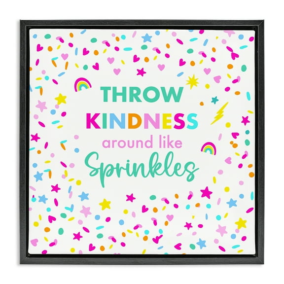 Stupell Industries Kindness Like Sprinkles Text & Numbers Painting Black Floater Framed Canvas Art Print Wall Art, 18 x 18