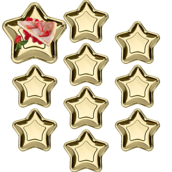 Yvsxxv Gold Star Disposable Paper Serving Tray Wedding Party 10Pcs