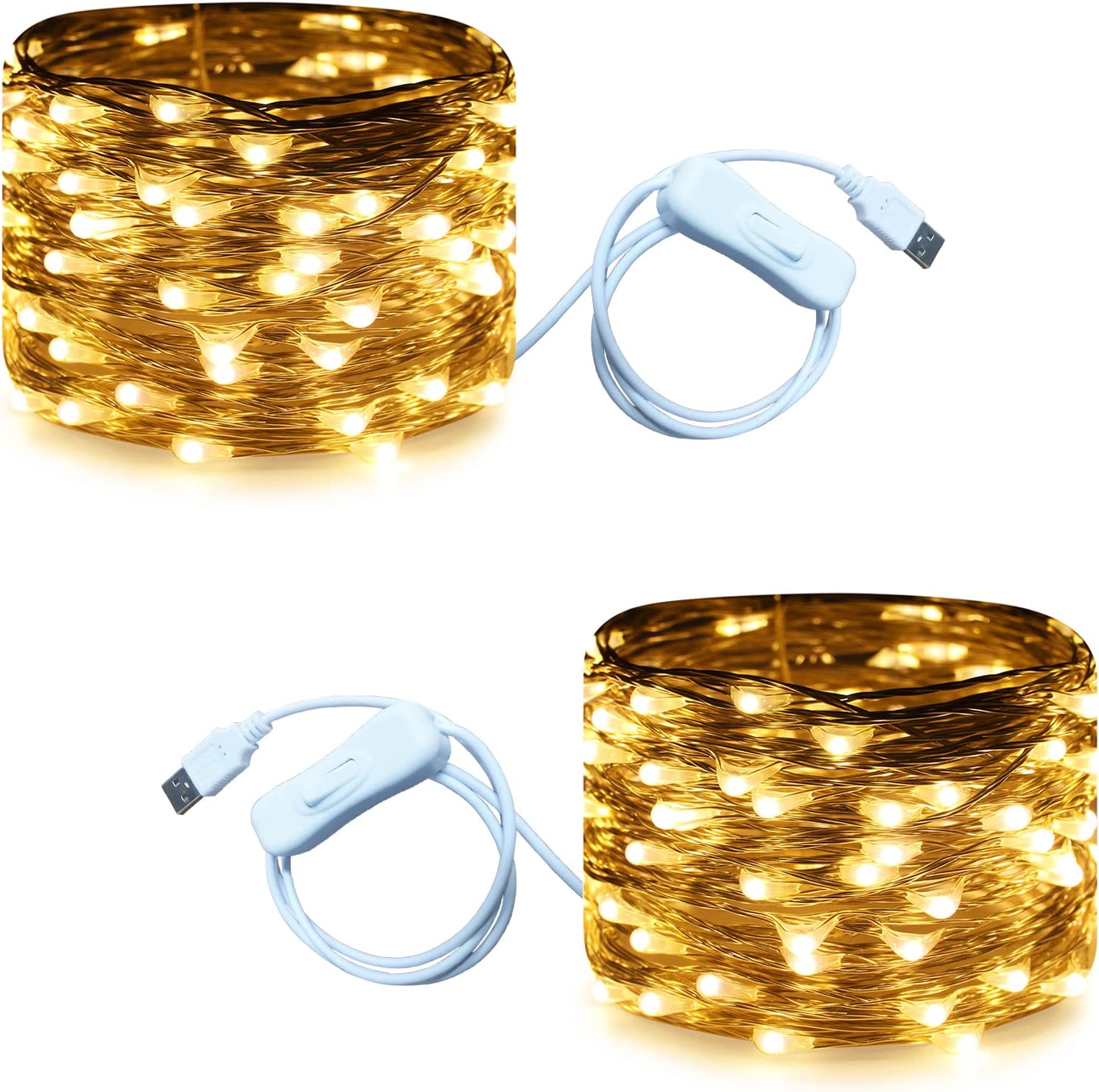 USB Fairy Lights 33ft RUICHEN 33ft 100 LED Copper Fairy Lights - USB ...