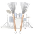 thumbnail image 2 of Cepillo de tambor retráctil de alambre de acero, 2 uds., cepillo para batería de Jazz para estudiantes (dorado), 2 of 9