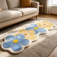 thumbnail image 7 of JWZZYD Scalloped Floral Plush Bathroom Runner Rug, 63"x19.68" Soft Absorbent Non Slip Floor Mat, Washable Flower Pattern Carpet for Bathroom, Bedroom, Entryway & Home Flooring Decor(Blue, 1 Pack), 7 of 7