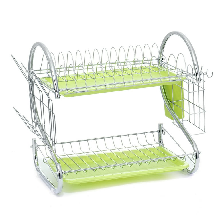 3-Layer Dish Drying Rack Chrome Dish Drainer Rack Kitchen Storage