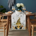 thumbnail image 2 of Yellow Gnomes Table Runner - 36 Inch Long, Kitchen Dining Table Runner Dresser Scarves, Spring Floral Bees Daisy Branches Wooden Farmhouse Decor for Coffee Tables Wedding Party Banquet, 2 of 8