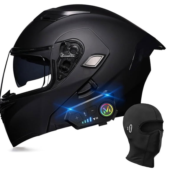 Motorcycle Helmet Flip-Up Modular Helmets with Bluetooth, DOT Approved Helmet Full Face Helmet Scooter Helmet Crash Helmet Double Anti-Fog Visors Ideal for Men Women