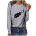 thumbnail image 1 of PVCS Hauts pour Femmes Col Rond Imprimé Manches Longues Blouse Décontractée Ample T-shirt, 1 of 5