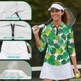 thumbnail image 6 of Uorisanigo Palm Leaves Womens Quick Dry Athletic Polo Shirts Size 2XL Versatile Comfortable Women's 3/4 Sleeve Athletic Golf Shirts Fashion Outing Wear Relaxed Pullover for Women, 6 of 7