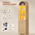 thumbnail image 4 of 72" Tall Arched Narrow Bathroom Storage Cabinet with Lights, Slim Storage Cabinet with Adjustable Shelves for Small Spaces, Oak, 4 of 8