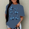 thumbnail image 4 of Shirts For Women Tees Tops Blue Butterfly Print Short Sleeve Summer Crew Neck Fall Outfits Fashion Clothes 2025, 4 of 5