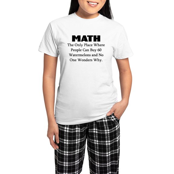 CafePress - MATH THE ONLY PLACE WHERE PEOPLE CAN BUY 60 WATERM - Women's Short Sleeve Print T-Shirt and Pants Light Cotton Pajama Set