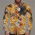 thumbnail image 1 of Camisa de manga larga con estampado hawaiano para hombre ropa con estampado de flores informal para la calle para vacaciones para hombre blusa de verano, 1 of 6