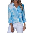 thumbnail image 2 of Babysbule Womens Tops Woman Casual Tie-dye Printing Long Sleeve Turn-down Collar Pockets Shirts, 2 of 9