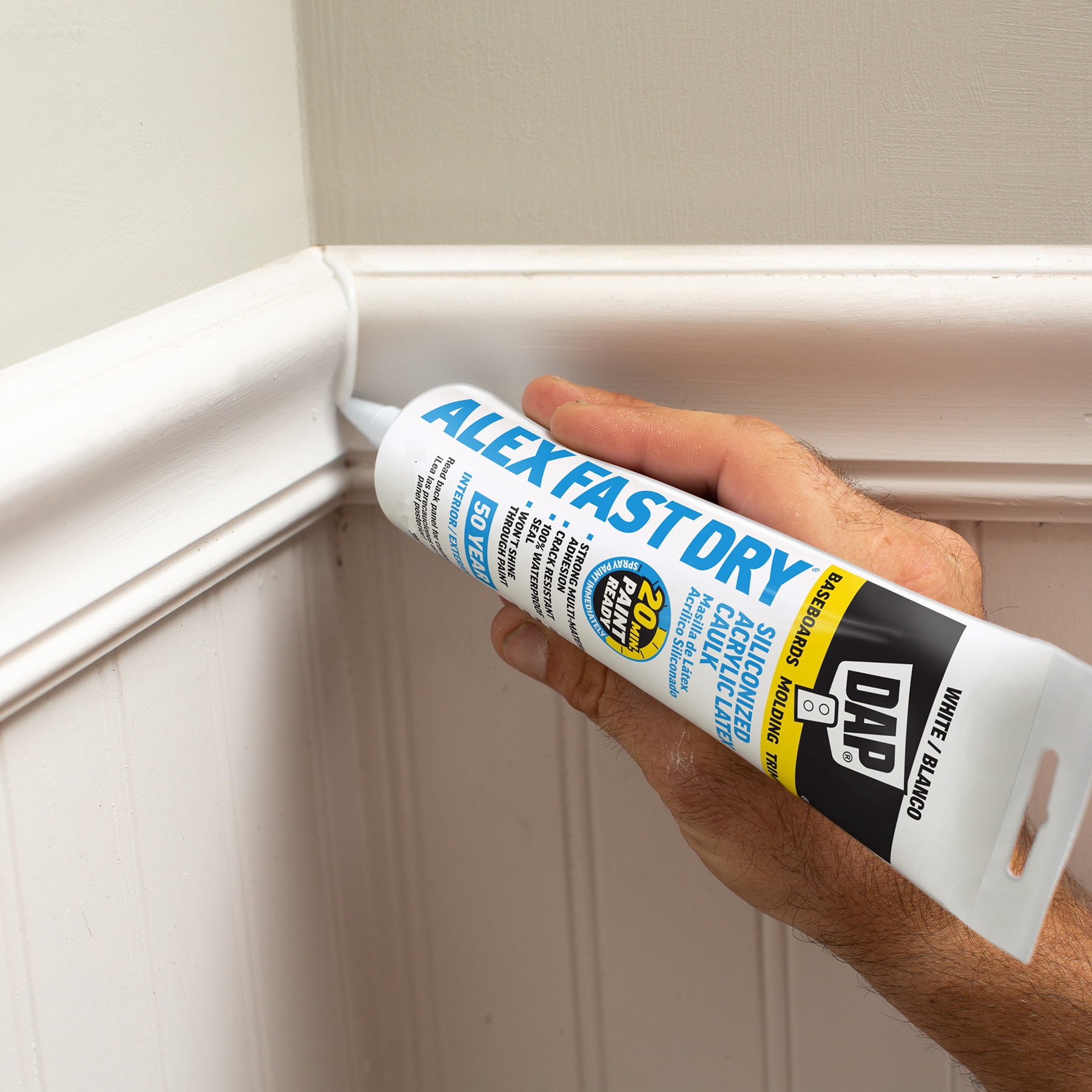 (12 pack) DAP Alex Fast Dry 5.5 oz White Acrylic Latex Silicone Caulk