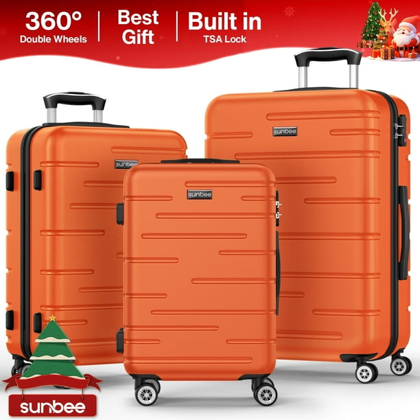 Sunbee 3 Piece Luggage Sets, ABS Hardshell Hardside Suitcase with TSA Lock Lightweight Durable Spinner Wheels, Orange Sunbee 3 Piece Luggage Sets, ABS Hardshell Hardside Suitcase with TSA Lock Lightweight Durable Spinner Wheels, Orange