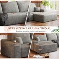 thumbnail image 4 of Muumblus 107" Cloud Sectional Sofa with Right Chaise, Cozy U-Shaped Modular Sofa with Ottoman, Plush Corduroy Sleeper Bed Couch, No Assembly Required, Gray, 4 of 9