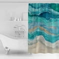 thumbnail image 4 of Extra Long Shower Curtain 72x84 Inch, Teal Coastal Shower Curtain Waterproof Bathroom Decor Summer Beach Nautical Abstract Art Fabric Bath Curtain Set Accessories with Hooks, 4 of 6