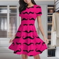 thumbnail image 2 of Black Mustache Pattern On Pink Background Women's Classic Swing Skater Dress Casual Work Party Cocktail Dresses, 2 of 6