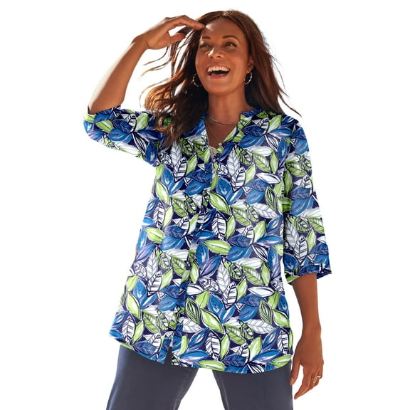 Catherines Women's Plus Size Pintuck Buttonfront Blouse