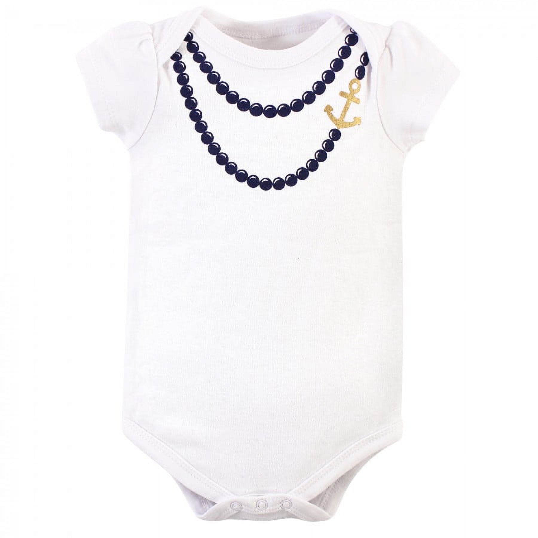 Little Treasure Baby Girl Cotton Bodysuit, Pant and Shoe 3pc Set, Anchor Necklace, 6-9 Months - image 4 of 4