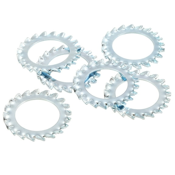 30pack External Tooth   Washers, M20 Steel Zinc Finish, for Mechanical Equipment Fasteners, Silver