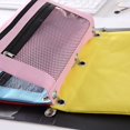 thumbnail image 5 of Estuche para lápices de 3 anillas, paquete de 4 estuches para lápices con cremallera, doble bolsillo y ventana de malla, estuche doble transparente con doble cremallera (negro, rojo, caqui, gris). Rojo Verde, 5 of 5